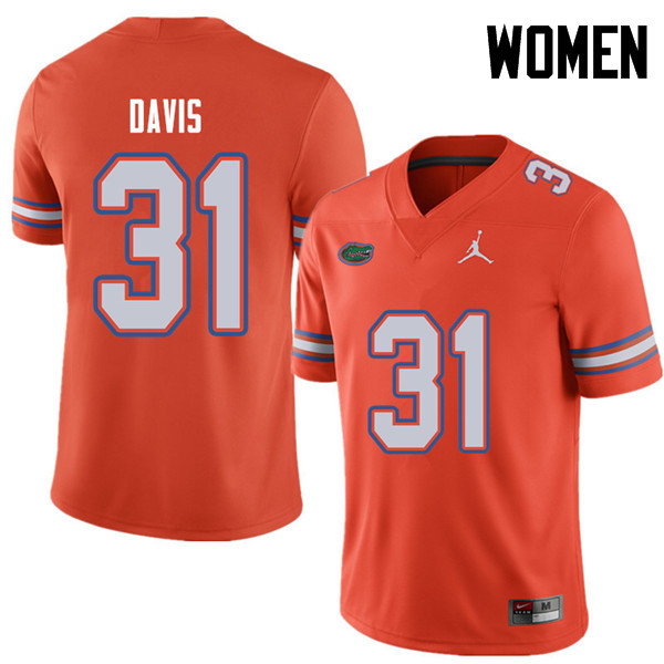 Jordan Brand Women #31 Shawn Davis Florida Gators College Football Jerseys Sale-Orange